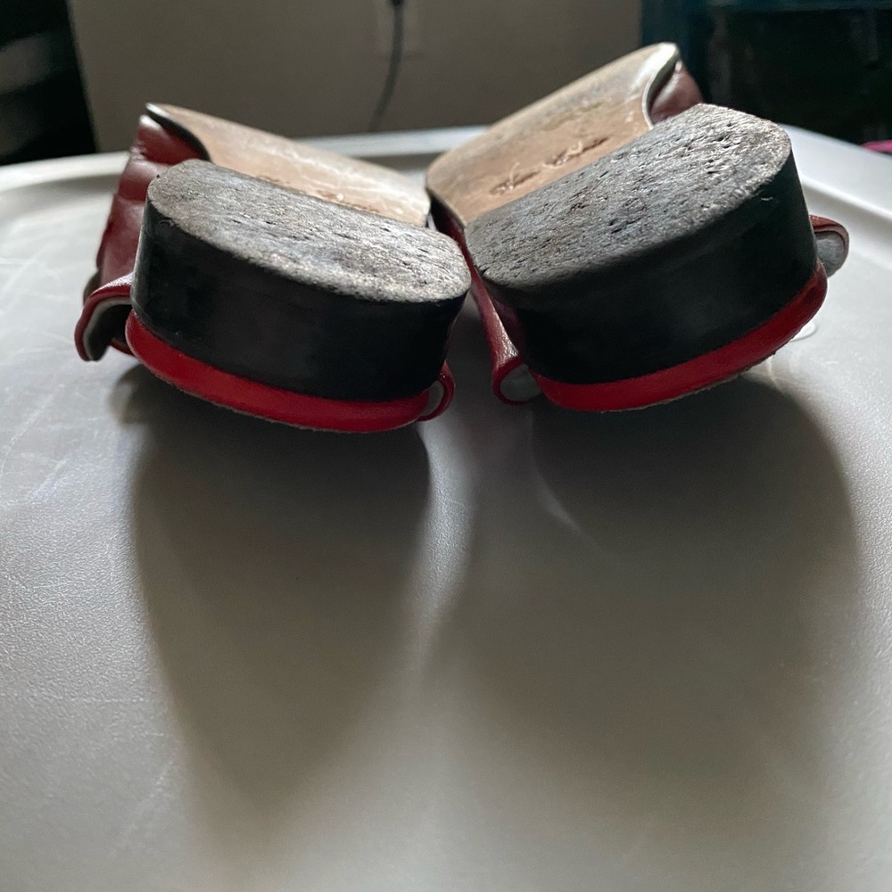 Red Leather Mules - Picture 3 of 7